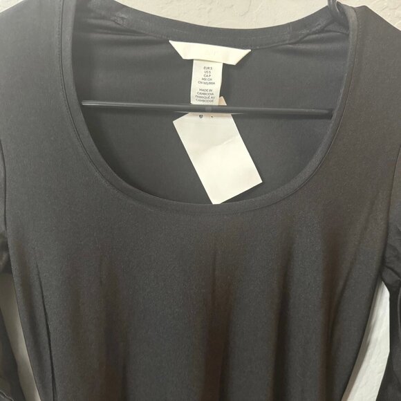 Black Bodycon Mini Dress | Long Sleeve | Scoop Neck | Size S | NWT- H&M - Picture 2 of 3